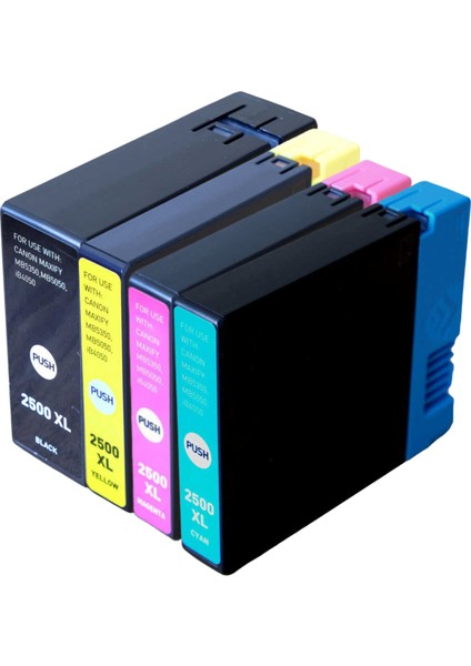 PGI-2500XL (PGI2500) Çipli Muadil Kartuş Seti Canon Maxıfy IB4050, İB-4050 , İB-4150 , İB-4155 , MB-5050 Uyumlu