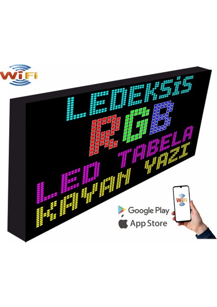 LED Tabela 48X128CM Tek Taraflı Rgb Kayan Yazı Wifi (Telefondan Yazı Değiştirme)