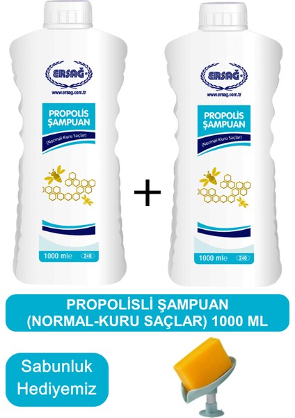 Propolisli Şampuan (Normal-Kuru Saçlar) 2 Adet 1000 ml - Sabunluk Hediyemiz 240-17