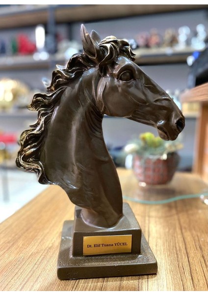 Kişiye Özel Isim Veya Markanızı Yazılabilir Dekoratif At Kafası Büst Büyük Boy Heykeli Kaideli indirimleri