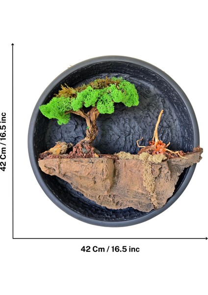 El Yapımı Driftwood Bonsai – Doğal Kayalık & Yeşil Yosunlu Duvar Dekoru - Tablo indirimleri
