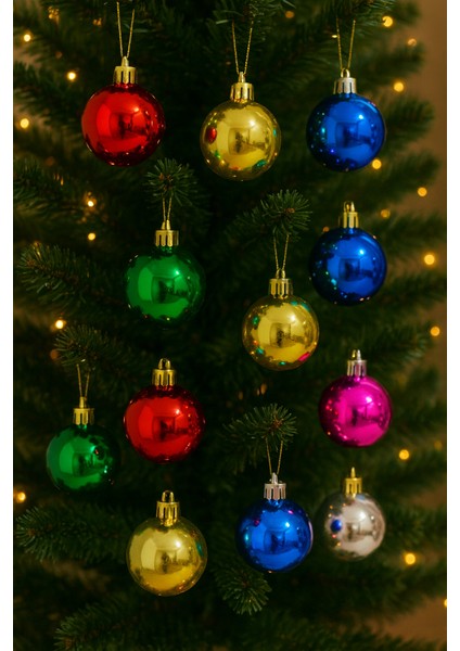 Yılbaşı Ağaç Süsü Parlak Top 4 cm 12’li