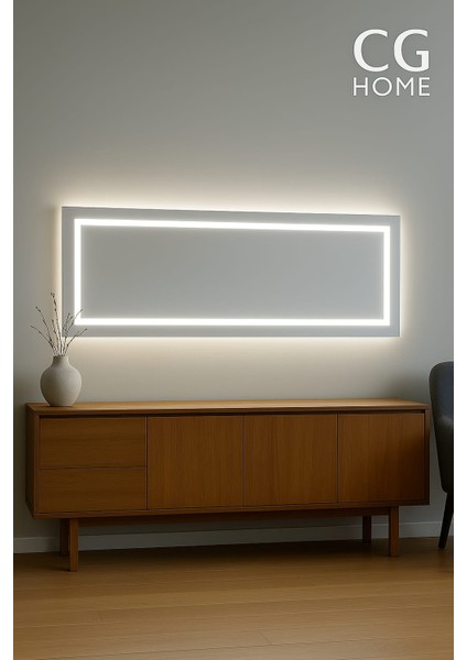 Biga Ledli Ayna, Dekoratif Ayna, LED Ayna, Salon Aynası, Konsol Aynası 144X36 cm modelleri
