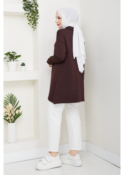 Kadın Kol Ağzı Dantel Detaylı Merserize Triko Tunik -PMK493 modelleri