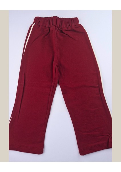 Asliva Unisex Çocuk Bordo Hawaii Sunset Baskılı Polo Yaka Yarım Fermuarlı Pamuklu Eşofman Takımı