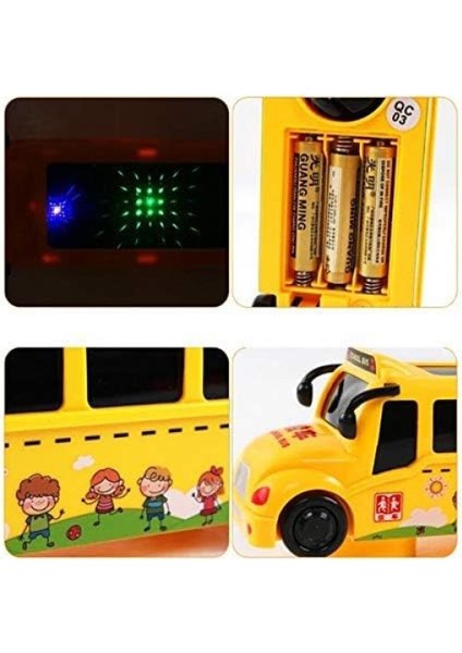 3D Işıklı Okul Otobüsü Sesli Sürtmeli Oyuncak Otobüs 15.5 cm fiyatları