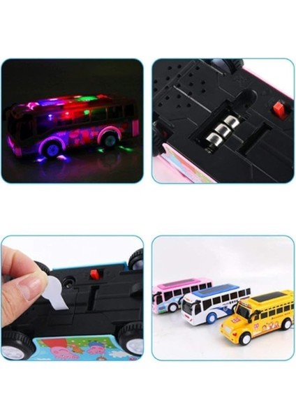 3D Işıklı Okul Otobüsü Sesli Sürtmeli Oyuncak Otobüs 15.5 cm modelleri
