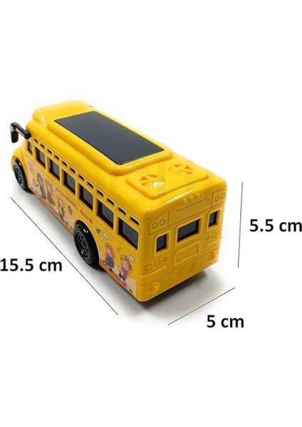 3D Işıklı Okul Otobüsü Sesli Sürtmeli Oyuncak Otobüs 15.5 cm fırsatları
