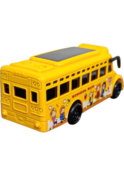 3D Işıklı Okul Otobüsü Sesli Sürtmeli Oyuncak Otobüs 15.5 cm