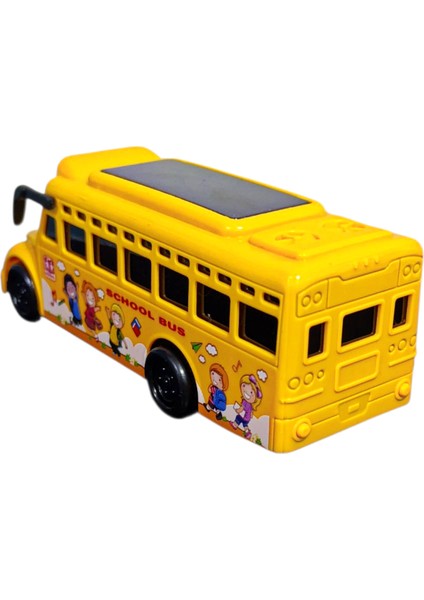 3D Işıklı Okul Otobüsü Sesli Sürtmeli Oyuncak Otobüs 15.5 cm