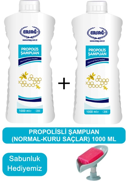 Propolisli Şampuan (Normal-Kuru Saçlar) 2 Adet 1000 ml - Sabunluk Hediyemiz 240-21
