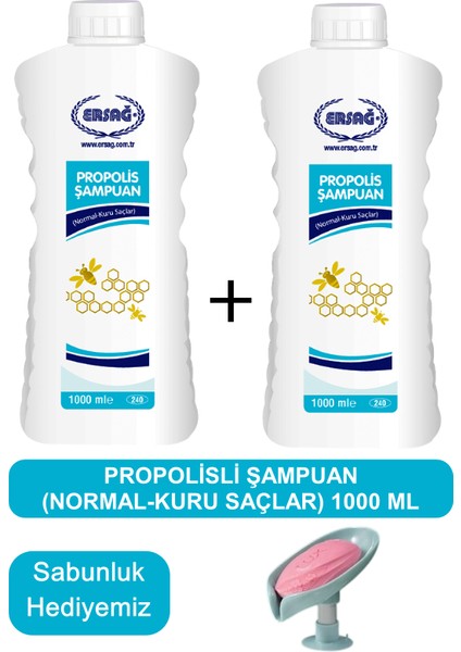 Propolisli Şampuan (Normal-Kuru Saçlar) 2 Adet 1000 ml - Sabunluk Hediyemiz 240-20