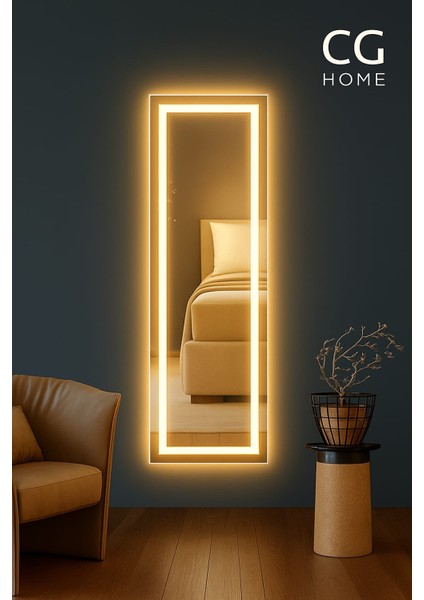 Biga Ledli Ayna, Dekoratif Ayna, LED Ayna, Salon Aynası, Konsol Aynası 144X36 cm