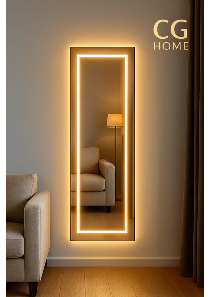 Biga Ledli Ayna, Dekoratif Ayna, LED Ayna, Salon Aynası, Konsol Aynası 144X36 cm fiyatları