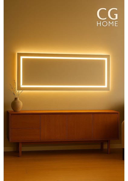 Biga Ledli Ayna, Dekoratif Ayna, LED Ayna, Salon Aynası, Konsol Aynası 144X36 cm fırsatları