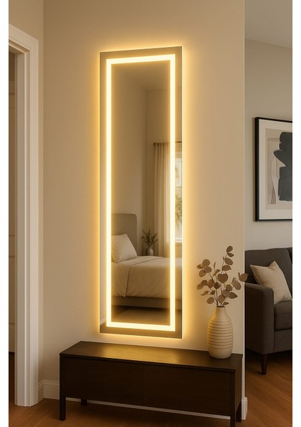 Biga Ledli Ayna, Dekoratif Ayna, LED Ayna, Salon Aynası, Konsol Aynası 144X36 cm indirimleri