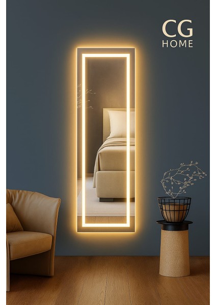 Biga Ledli Ayna, Dekoratif Ayna, LED Ayna, Salon Aynası, Konsol Aynası 144X36 cm