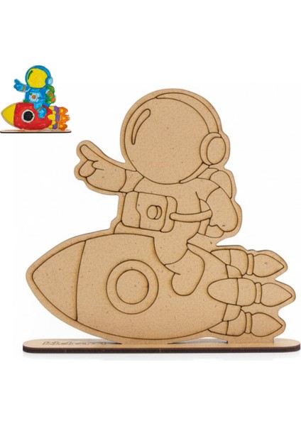 Ahşap Astronot ve Roket Yapım Kiti – Çocuk Etkinlik Seti