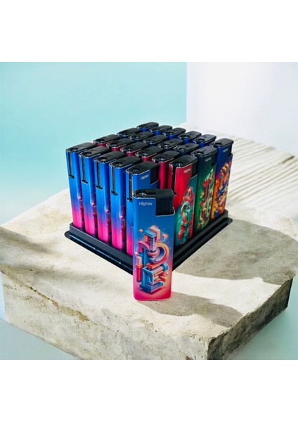 Metal Rüzgar Turbo Çakmak 24 Adet Tasarım Uv Baskılı