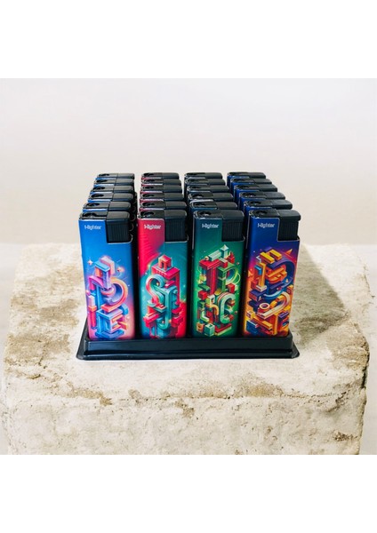 Metal Rüzgar Turbo Çakmak 24 Adet Tasarım Uv Baskılı fiyatları