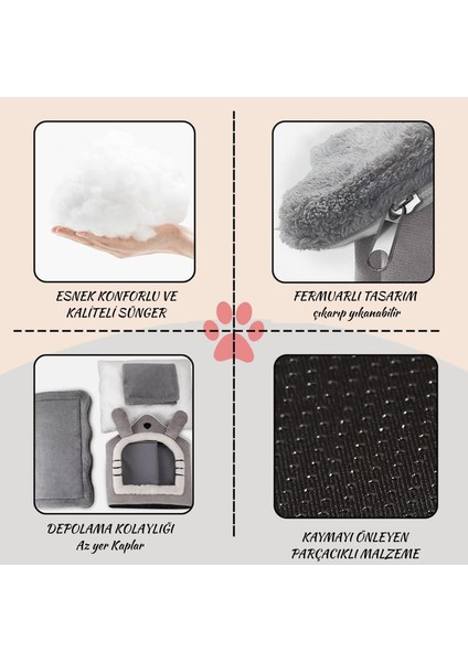 Peluş Yumuşak,kedi & Küçük Köpek Evi 🐾 Kapalı Kulübe Tasarım – Sıcak, Konforlu, Yıkanabilir Minderli Evcil Yatak fırsatları