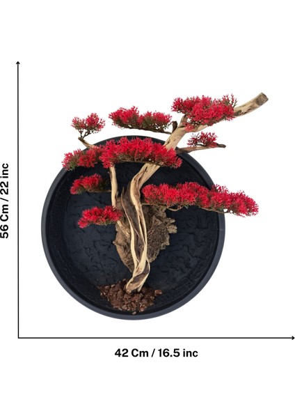 El Yapımı Driftwood Bonsai – Kırmızı Yapay Çiçekli Duvar Dekoru indirimleri