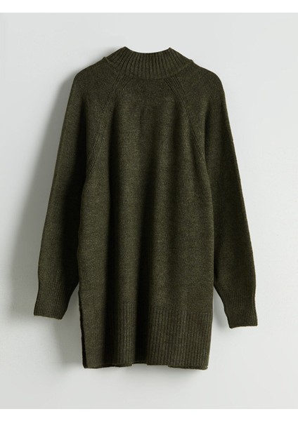 Artı Yeni Sezon Dik Yaka Oversize Kadın Triko Tunik