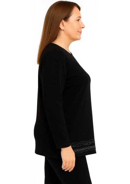 Rahat Kesim Inci Taş Işlemeli Anne Kadın Penye Bluz fiyatları