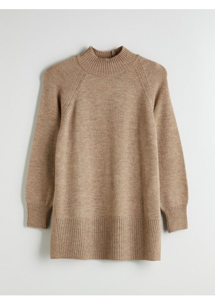 Dik Yaka Oversize Kadın Triko Tunik indirimleri