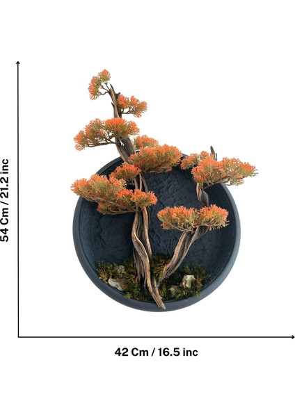 El Yapımı Driftwood Bonsai – Turuncu Yapay Yapraklar ve Gerçek Ağaç Gövdeli Duvar Dekoru indirimleri