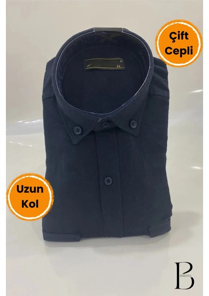 BURSPA Rahat Kesim Düz Kışlık Kapaklı Düğmeli Çift Cep Erkek Baba Gömlek modelleri