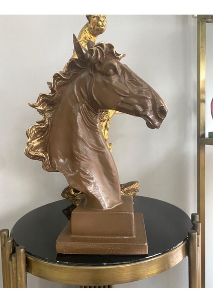 Dekoratif At Kafası Büst Büyük Boy Heykeli Kaideli