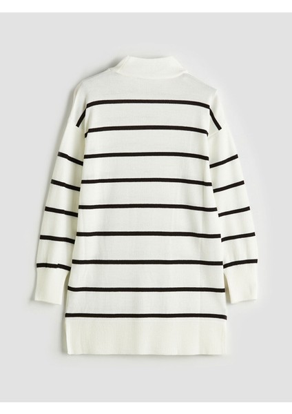 Dik Yaka Çizgili Kadın Triko Tunik
