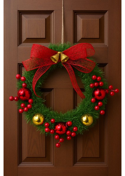 Yılbaşı Kapı Süsü Dekor 30 cm Kırmızı fiyatları