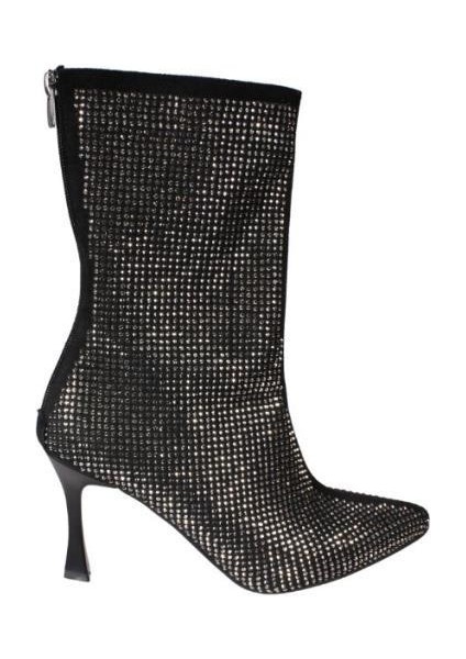Yazkış Kadın Siyah Taşlı Sivri Burun 22CM Bilek Boyu 9cm Ince Topuk Arkadan Fermuarlı Fashıon Bot fiyatları