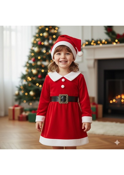 Kız Çocuk Yılbaşı Noel Temalı Noel Baba Elbisesi fiyatları