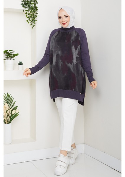 Kadın Yarım Balıkçı Yaka Yandan Fermuarlı Ipek Kupra Merserize Tunik -PMK494 fiyatları