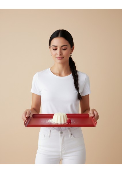 Vika TD-001 | Dekoratif Metal Tepsi – 37×21×7 cm | Koyu Kırmızı Modern Servis ve Orta Sehpa Tepsisi | Dayanıklı Metal Dekor Ürünü indirimleri