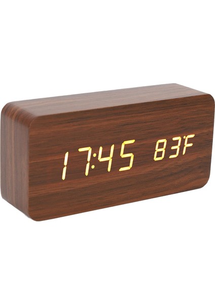 Ahşap LED Dijital Alarm Masa Saati – Sese Duyarlı ,sıcaklık & Nem Göstergeli,3 Kademeli Parlaklık, Modern Dekoratif Çalar Saat