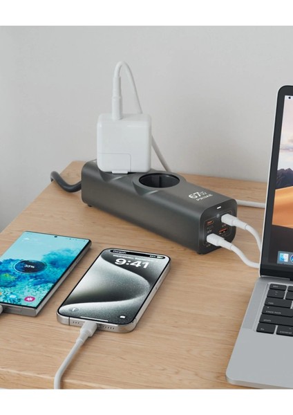 67W 2xac 3xtype-C 1xusb Çıkış Akım Korumalı Çoklu Priz | 2200W Güç, Hızlı Şarj Destekli, Kompakt Tasarım fırsatları