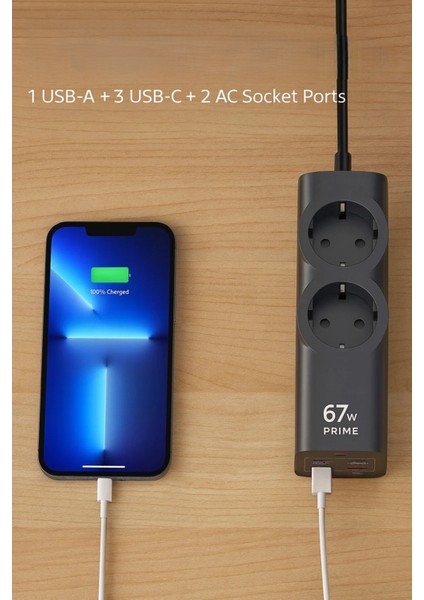 67W 2xac 3xtype-C 1xusb Çıkış Akım Korumalı Çoklu Priz | 2200W Güç, Hızlı Şarj Destekli, Kompakt Tasarım indirimleri