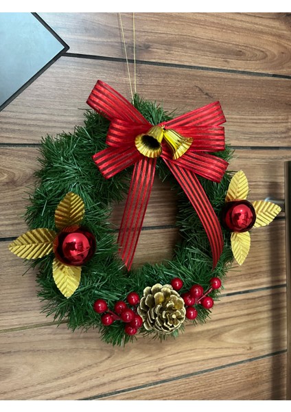 Yılbaşı Kapı Süsü Çelenk 24 cm Altın fırsatları