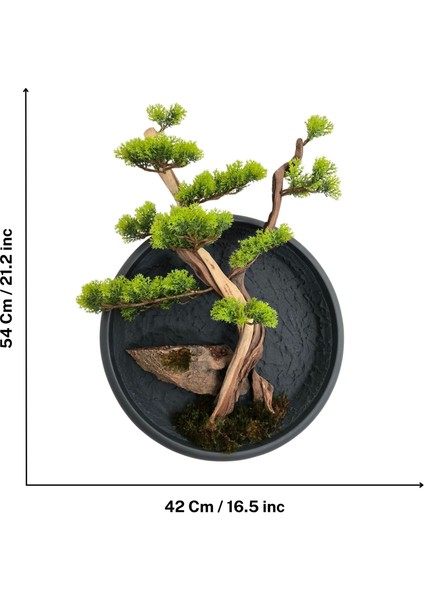 El Yapımı Driftwood Bonsai – Gerçek Ağaç Gövdeli Yeşil Duvar Dekoru