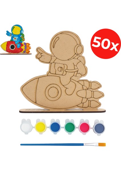 Mini Uzay Ahşap Tasarla Kiti – Astronot ve Roket Etkinliği