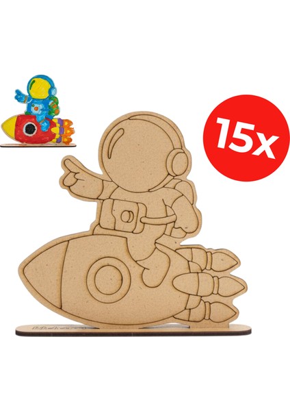 Ahşap Astronot Boyama ve Roket Yapım Seti – Stem Etkinlik