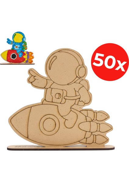 Okul Öncesi Uzay Tasarım Kiti – Ahşap Astronot & Roket Seti