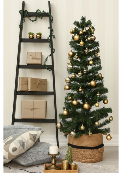 Yılbaşı Çam Ağacı 150 cm 1. Sınıf 12 Adet Fiyonk Süs Hediyeli