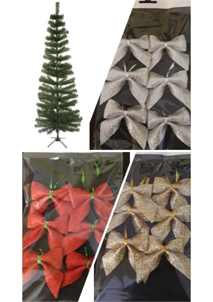 Yılbaşı Çam Ağacı 150 cm 1. Sınıf 12 Adet Fiyonk Süs Hediyeli modelleri