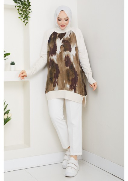 Kadın Yarım Balıkçı Yaka Yandan Fermuarlı Ipek Kupra Merserize Tunik -PMK494 fiyatları