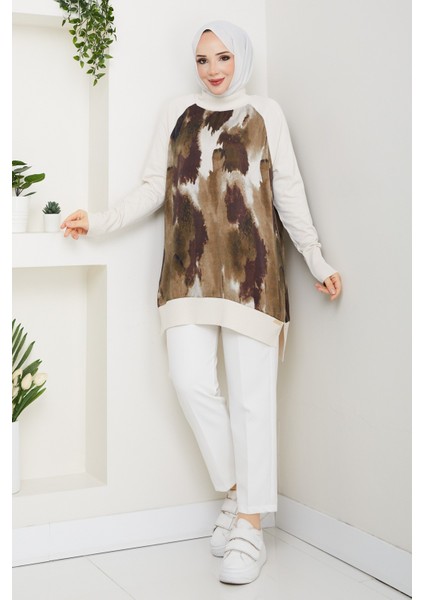 Kadın Yarım Balıkçı Yaka Yandan Fermuarlı Ipek Kupra Merserize Tunik -PMK494 modelleri